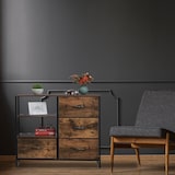 thumbnail of Relaxdays Kommode Industrial, HBT: 71,5 x 84 x 32,5 cm, Stoff, Metall, Holzoptik, 4 Schubladen, Sideboard, braun/schwarz