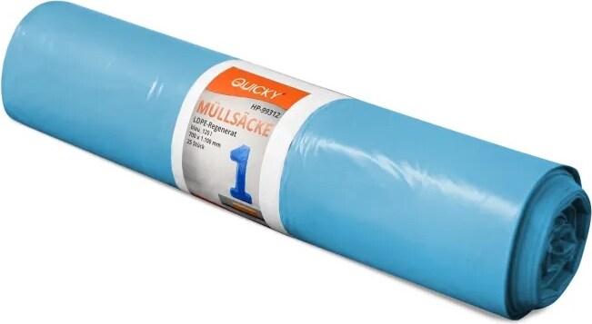 QUICKY LDPE-Regenerat Müllsäcke - blau - 120 l - 250 Müllbeutel