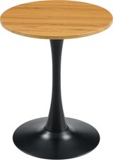 thumbnail of Runder Beistelltisch aus MDF und Metall in Schwarz/Holzoptik, 72 cm hoch, mit Thermoform-Oberfläche und stabilem Mittelfuß