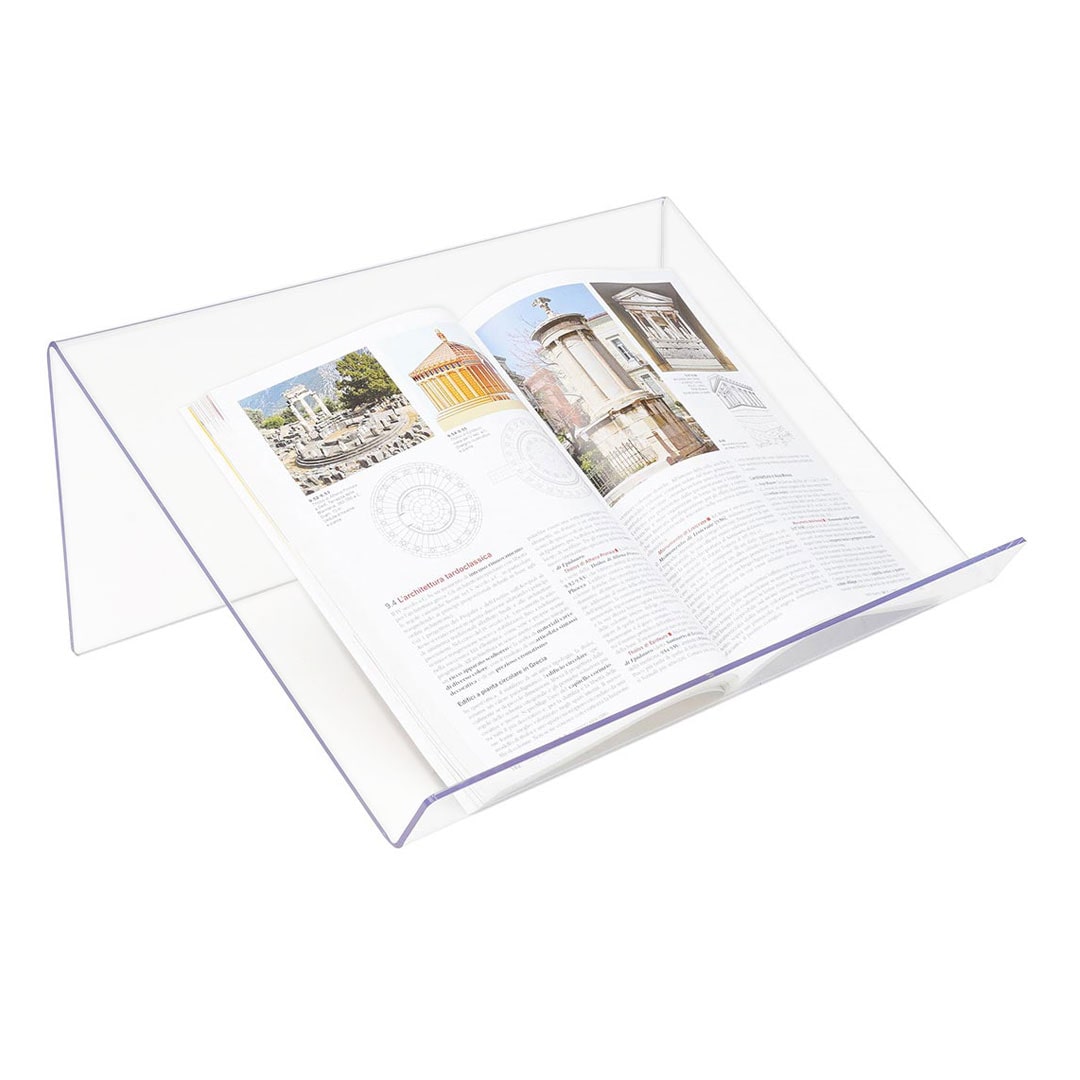 Danieli - Espositore Pubblicitario a Leggio in Acrilico Trasparente da Tavolo. Leggio Porta Libri A4 con Mensola Reggi-Libro