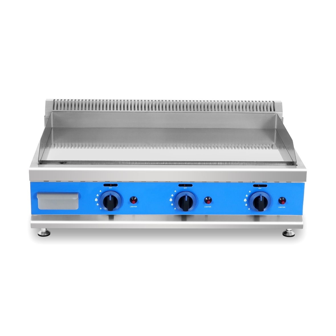 Plancha / Frytop a gas profesional de cromo duro 950x570x370 mm (3 quemadores, 15 kW)