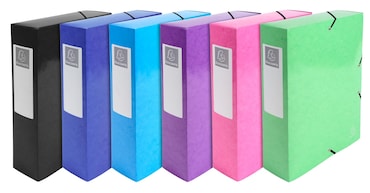 Exacompta Cod. 50729E - Cartella portaprogetti Iderama dorso 80mm, consegnata montata, cartoncino lustré 600 g/mq - 25x33cm assortite - Conf.da  6 pz