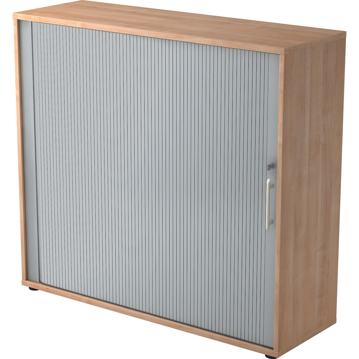 bümö Aktenschrank abschließbar mit Rollladen, Rollladenschrank für Ordner & Co. - Büroschrank mit Rollo, abschließbarer Ordnerschrank aus Holz in