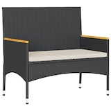 thumbnail of vidaXL Gartenbank 2-Sitzer mit Kissen und Tisch Schwarz Poly Rattan