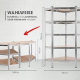 thumbnail of EASYmaxx Schwerlastregal 3er-Set - 1x Schwerlast-Eckregal/2x Schwerlastregal - silber/holzfarben