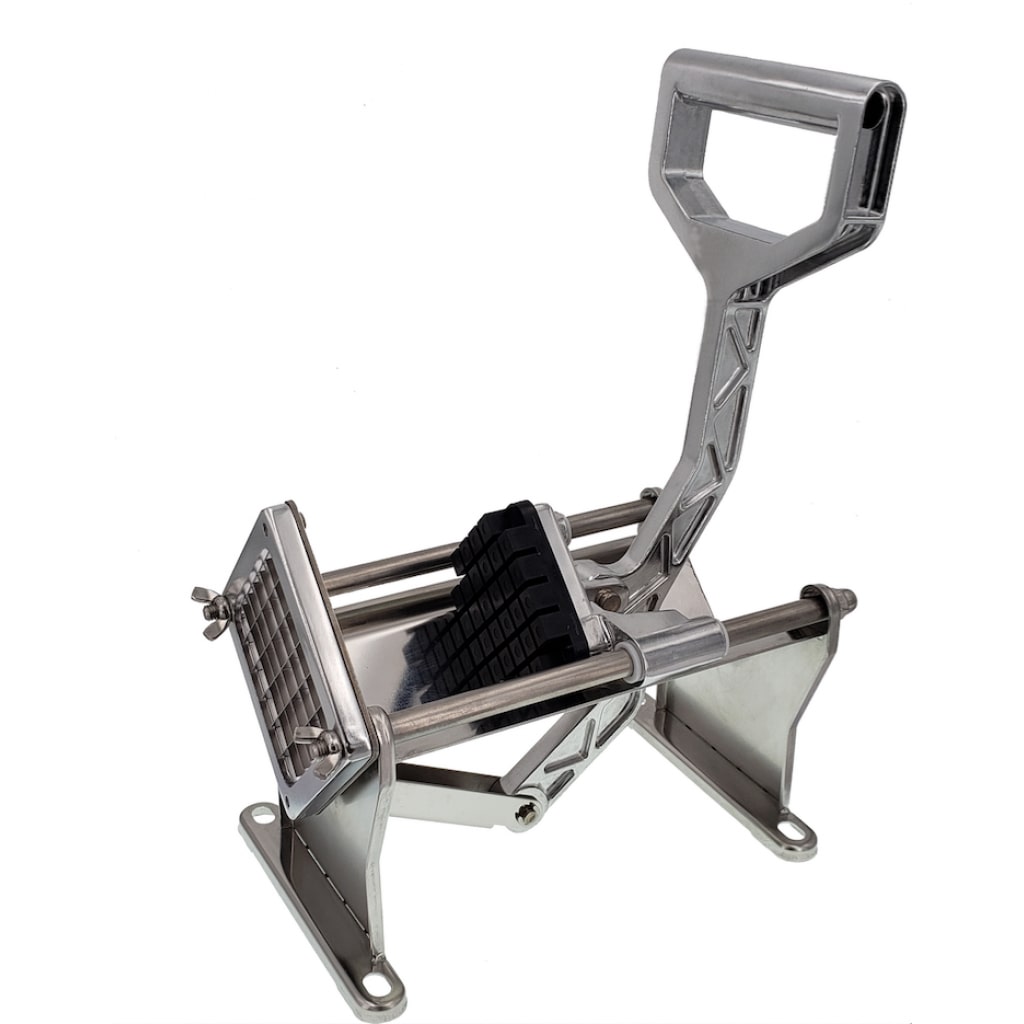 Tagliapatate/tagliaverdure professionale manuale in acciaio inox, Comprese 4 lame di cui una per tagliare agrumi e mele in 8 pezzi