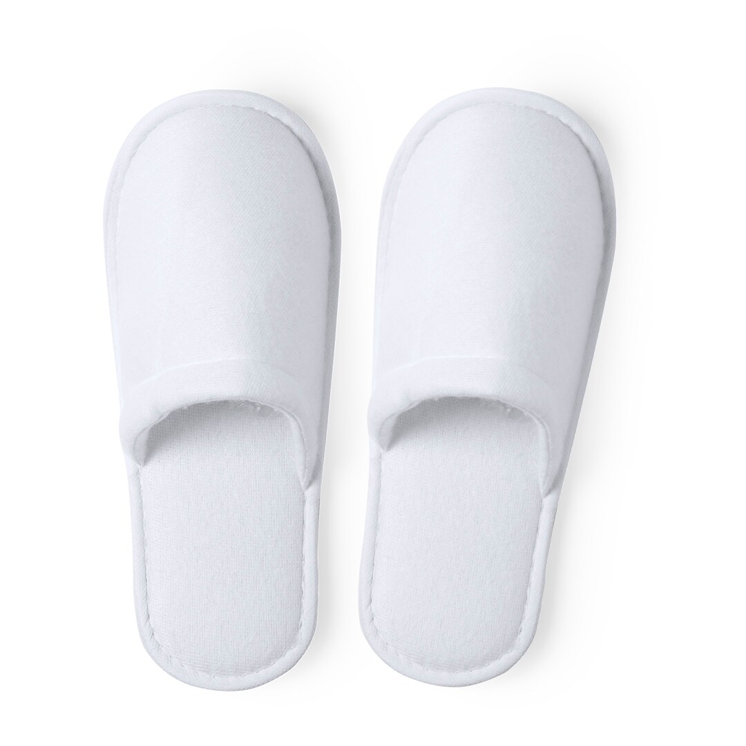 120x pares de pantuflas blancas de algodón/poliéster (36-43).