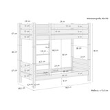 thumbnail of 60.16-09-190 T100 M Etagenbett extra stabil Kiefer 90x190 cm, Nische 100 cm teilbar, mit 2 Rollroste u 2 Matratzen