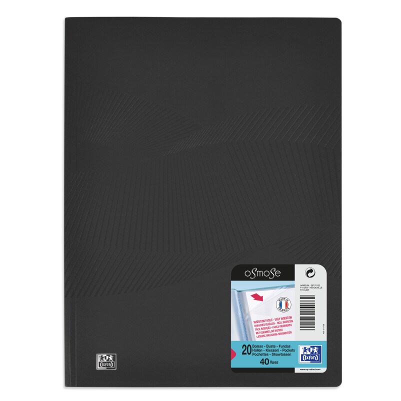 Lot de 10 Protège-documents Osmose A4, 40 vues, en polypro coloris noir