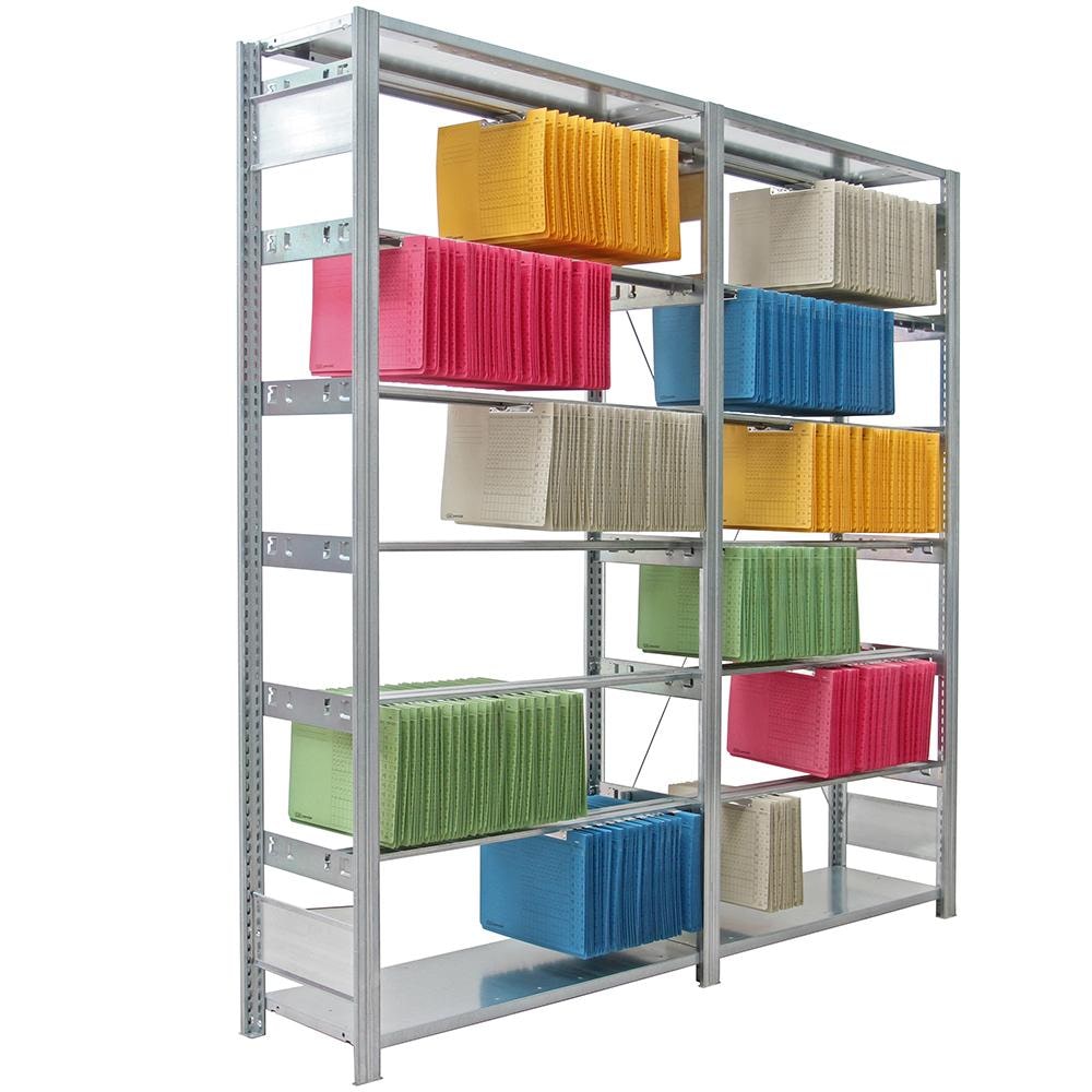 PROREGAL Pendelhefter-Regal FALKE Stecksystem | Grundregal | HxBxT 200x100x35cm | 6 Ebenen | Pendelsystem Zippel | Verzinkt