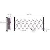 thumbnail of Absperrgitter HWC-B34, Scherengitter Rankhilfe Tierschutzgitter ausziehbar, Alu braun ~ Höhe 103cm, Breite 35-300cm