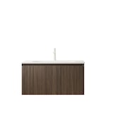 thumbnail of Badezimmer-Waschtisch 41×80×46 cm mit Kunststeinbecken, Holzschrank in Braun Eiche+Weiß, Sanftschließ-Schublade