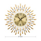 thumbnail of Home Nature Wohnkonzept Hotel Wanduhr Gold Vintage Strass Metall Design leise Uhr 37,5 cm Wohnzimmer Schlafzimmer
