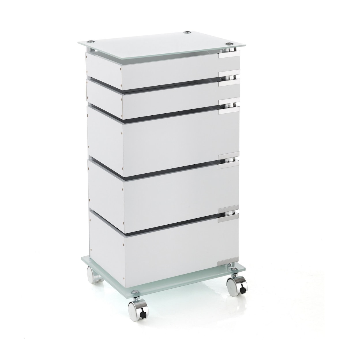 Oreste Luchetta Cassettiera con ruote EASY 5 Cassetti in MDF H.74 x L.38,5 x P.31,5 cm Bianco opaco