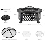 thumbnail of COSTWAY Feuerstelle, Feuerstelle mit Grillrost, Feuerkorb Ø 81 cm mit Funkenschutz, inklusive Schürhaken