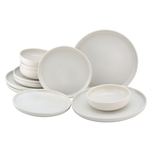 CreaTable Uno Offwhite Tellerset 12-tlg Steinzeug