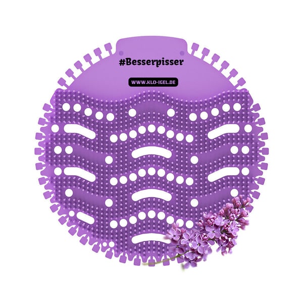 12x Klo-Igel Urinaleinleger (Pissoirsieb, Pissoireinsatz, Urinalsieb) Lavendel: "#Besserpisser"