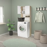 thumbnail of ECD Germany Waschmaschinenschrank 190x62,5 cm Weiß/Sonoma Eiche Hochschrank Badschrank Überbau Maschine
