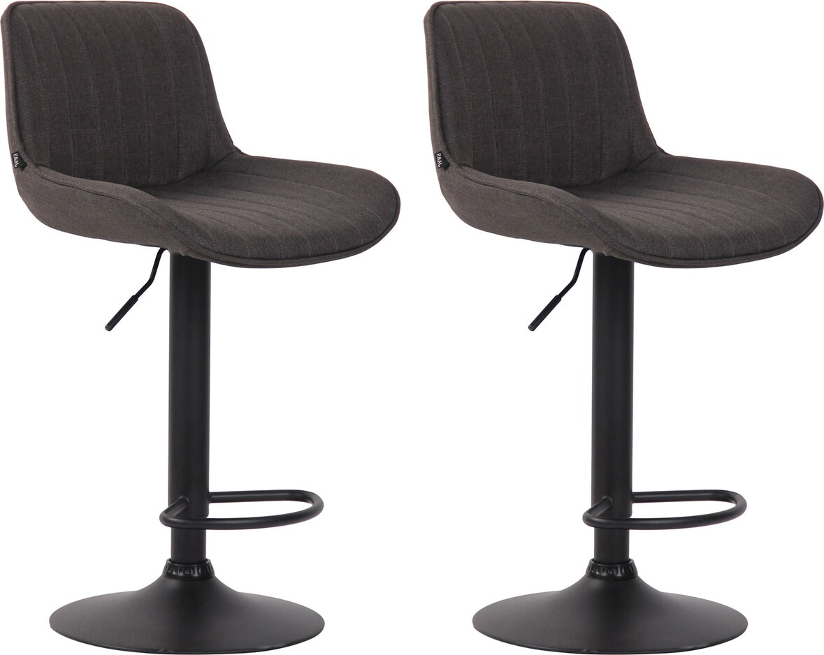 CHEFGASTRO 2er Set Barhocker SAHARA Stoff Schwarz HxBxT 86x50x50cm Stoff Dunkelgrau Barstuhl