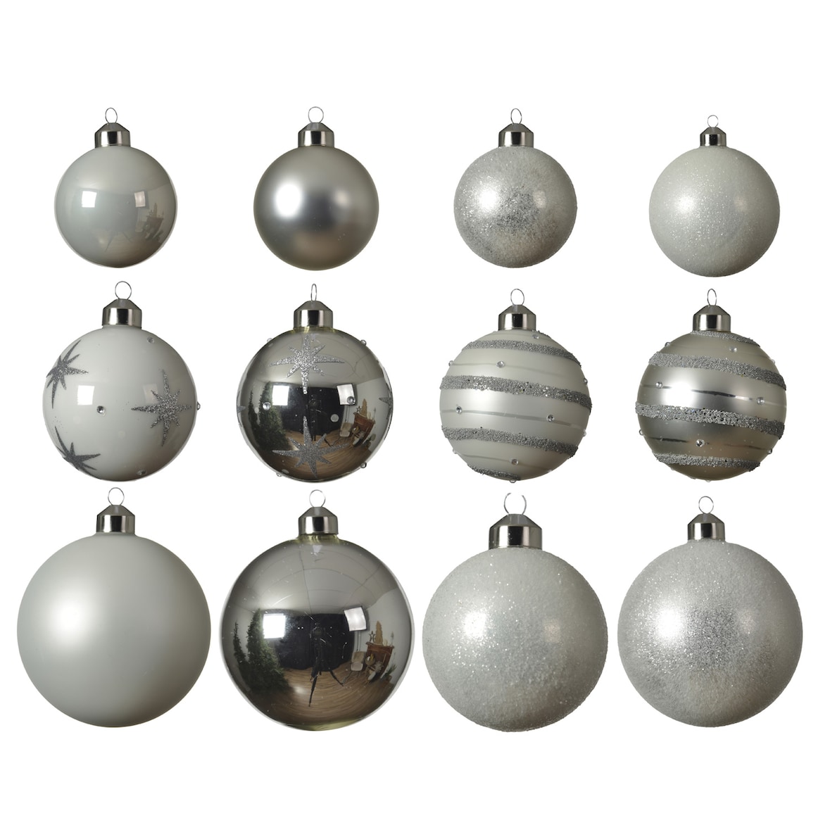 Christbaumkugel Weihnachtskugel Glas glänzend matt glitzernd silber weiß 12 St.