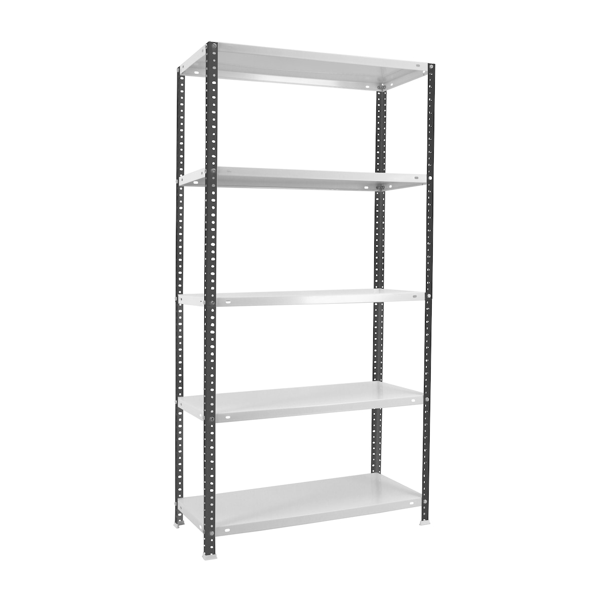 SimonRack Scaffali Metallo Garage 1800x800x300 mm, 5 Ripiani in Acciaio, Portata, 100 kg per Ripiano, Antrazite/Bianco – Comfort