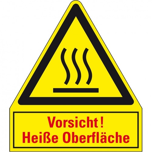 Schild I Thermo Kombi-Warnschild Heiße Oberfläche, Polyesterfolie, 240x210mm, ASR A1.3, DIN EN ISO 7010 W017