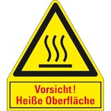 thumbnail of Schild I Thermo Kombi-Warnschild Heiße Oberfläche, Polyesterfolie, 240x210mm, ASR A1.3, DIN EN ISO 7010 W017