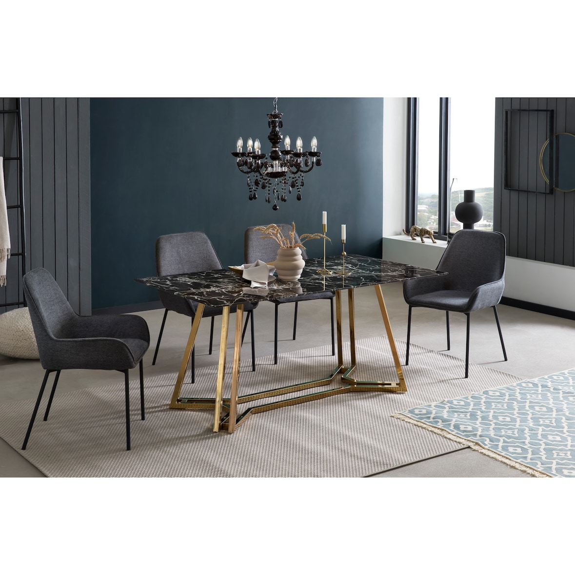 SalesFever Esstisch 160x90 cm | Glas | B 160 x T 90 x H 76 cm | Schwarz