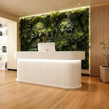 thumbnail of Empfangstheke & Bartheke mit Rundung, Vertikalstreifen-Design, für Salon, Hotel & Laden, Weiß 160×60×100cm【Baise160】