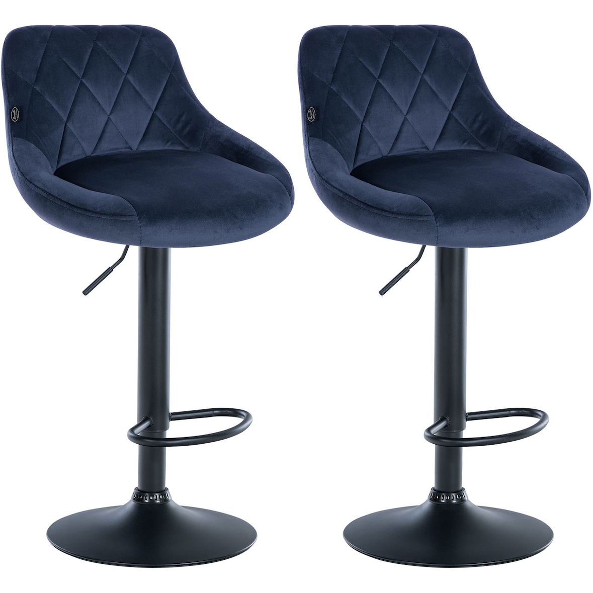 Set van 2 Barkrukken Lazio Fluweel blauw/zwart
