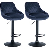thumbnail of Set van 2 Barkrukken Lazio Fluweel blauw/zwart