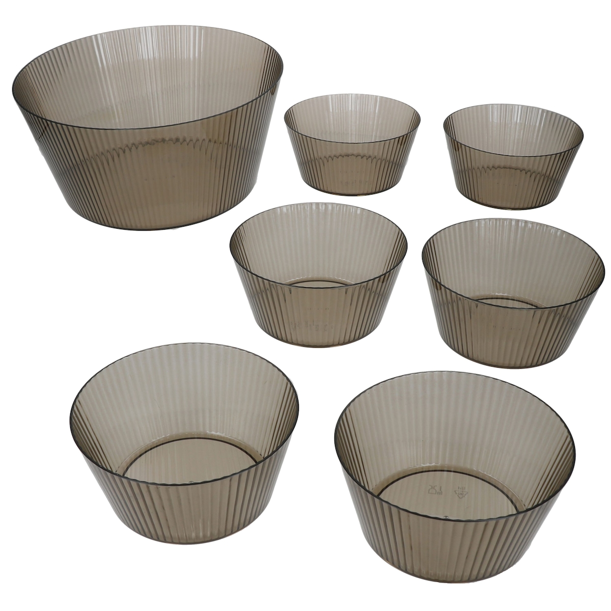 7tlg Set ToGo Kunststoff-Schalen grau 1x 3L & 6x 600ml Camping-Geschirr Outdoor