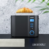thumbnail of Arendo 2-Scheiben Toaster mit 6 Bräunungsstufen, LCD-Display mit Restzeitanzeige, 800 Watt, Auftaufunktion, Brötchenaufsatz, Schwarz