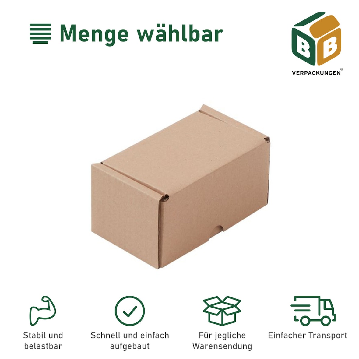 200 x Faltkarton (120 x 77 x 63 mm) stabil 1-wellig Versandkarton Päckchen DHL Hermes Schachtel Box Paket braun BB-Verpackungen