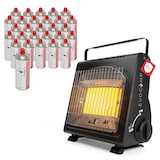 thumbnail of EVOCAMP tragbare Gasheizung, Heizstrahler kompakte Heizung für Zelte und Werkstätten, Sauerstoffmangelsicherung mit 28 Gaskartuschen 227g