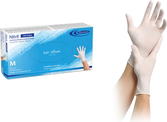 Novaprax - Nitril PF Nitrilhandschuh, white, Größe S