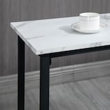 thumbnail of Bartisch Set mit 2 Barhockern Weiß 100x40x90 cm, Tischplatte in Marmoroptik, Stahlrahmen pulverbeschichtet, verstellbare Füße