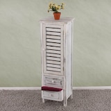 thumbnail of Cassettiera armadietto shabby vintage 2 cassetti e sportello 25x30x90cm legno di paulonia bianco