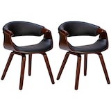 thumbnail of Décoshop26 - Set van 2 retro design eetkamerstoelen met walnootkleurig houten frame en zwarte PVC zitting 10_0001539