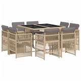 thumbnail of vidaXL 9-tlg. Garten-Essgruppe mit Kissen Beigemischung Poly Rattan