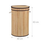 thumbnail of Relaxdays Wäschekorb Bambus, runder Wäschesammler mit Klappdeckel, 65 l, faltbare Wäschetonne, rund Ø 40 cm, natur