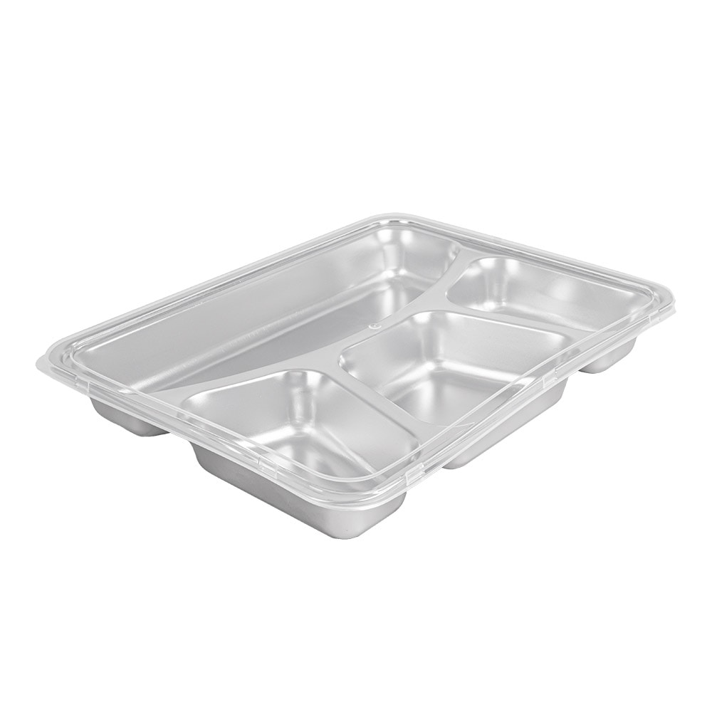 Garcia de Pou 6 Unités - Plateau Avec 4 Compartiments + Couvercle 'Artinox'  28X22X4 Cm Argente Inox