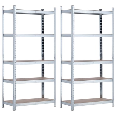 Pack 2 Estantes Modulares Galvanizadas com 5 Prateleiras Ajustáveis 180x90x40cm 875Kg Thinia Home