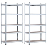 thumbnail of Pack 2 Estanterías Modulares Galvanizadas con 5 Baldas Ajustables 180x90x40cm 875Kg Thinia Home