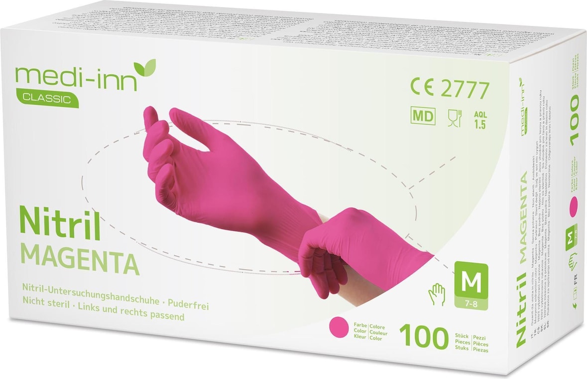 Medi-Inn Nitril Magenta - pink - puderfrei - Gr. S - 1000 Einmalhandschuhe