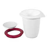 thumbnail of Quirltopf mit Deckel weiß/rot 1,2 l