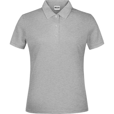JAMES NICHOLSON, Polo femme, manches courtes, manches avec bande elasthanne, gris clair chiné, XXXL,