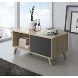 thumbnail of Mesa de café com portas, sala de estar, modelo WIND, cor da estrutura Carvalho, cor da porta Antracite Grey, mede 92x50x45cm _ MESAWINDPUCCGRIS