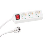 thumbnail of Perel Extensão múltipla com interruptor, 3 tomadas Schuko tipo F com proteção infantil, cabo H05VV-F 3G1.5 de 3 m, 3680 W, IP20, branco, 16 A, 230 V