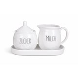 thumbnail of Keramik Milch- & Zucker Set mit Servierplatte – Weiß | Gastro Milchkanne & Zuckerdose 3-teilig | 20×10×12,5 cm | Für Hotel, Restaurant & Buffet